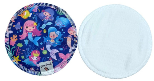Reusable Breast Pads, bamboo + coolmax, 2pcs, MERMAIDS
