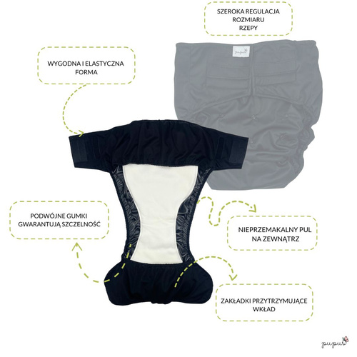 Reusable diaper for adults with insert - NIGHT IN FOREST
