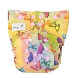 Pocket diaper, double-row snaps, OS, Butterflies