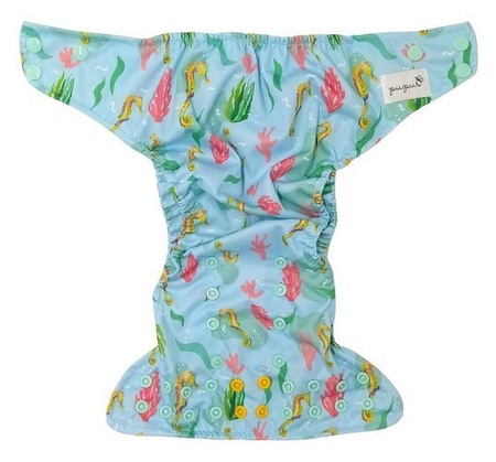 Pocket diaper, double-row snaps, OS, SEAHORSE