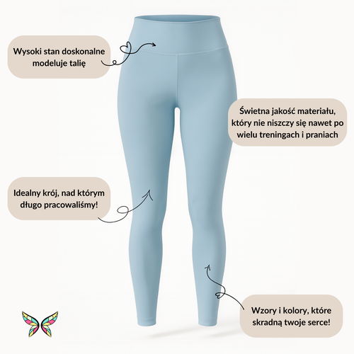Lange Leggings mit hohem Bund – Kolibris & Blumen