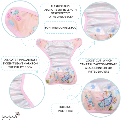 Diaper Cover with elastic piping - BUGS OS 7-16kg