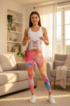 Long Leggings with High Waist - Aquarelle