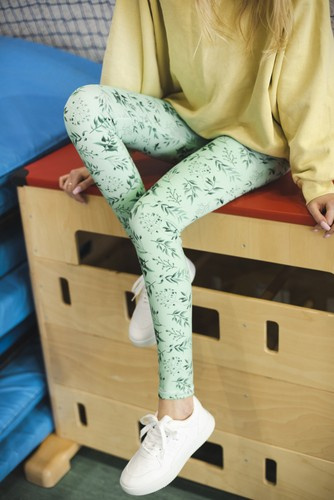 Lange Leggings mit hohem Bund - Mintgrün