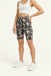 Short Leggings with High Waist - Hummingbirds and Flowers