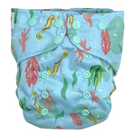 Pocket diaper, double-row snaps, OS, SEAHORSE