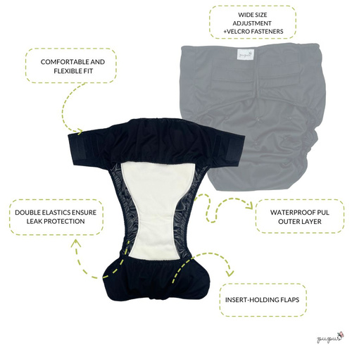 Reusable diaper for adults with insert - Dinosaurs