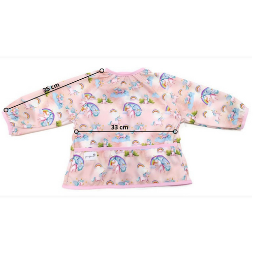 Śliniak fartuszek z rękawami Jednorożce – kieszonka