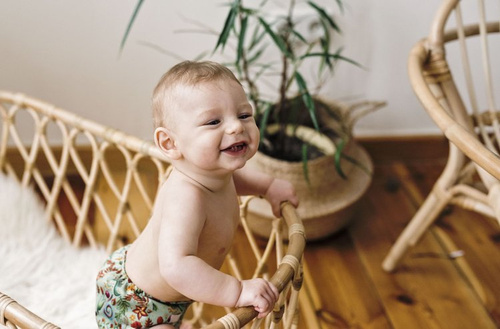 Taschenwindeln, Doppelreihe Druckknöpfe, One Size, BLUMEN