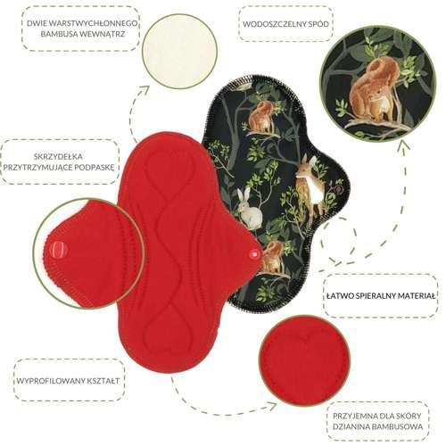 Absorbant menstrual din material textil, mărime MARE, model BĂRCI